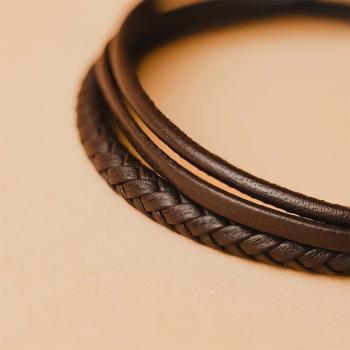 Preview: Dreifaches Armband mit braunem italienischem Nappaleder - Arte Brown